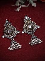     Silver Traditional Wear Oxidised Jhumka Set 